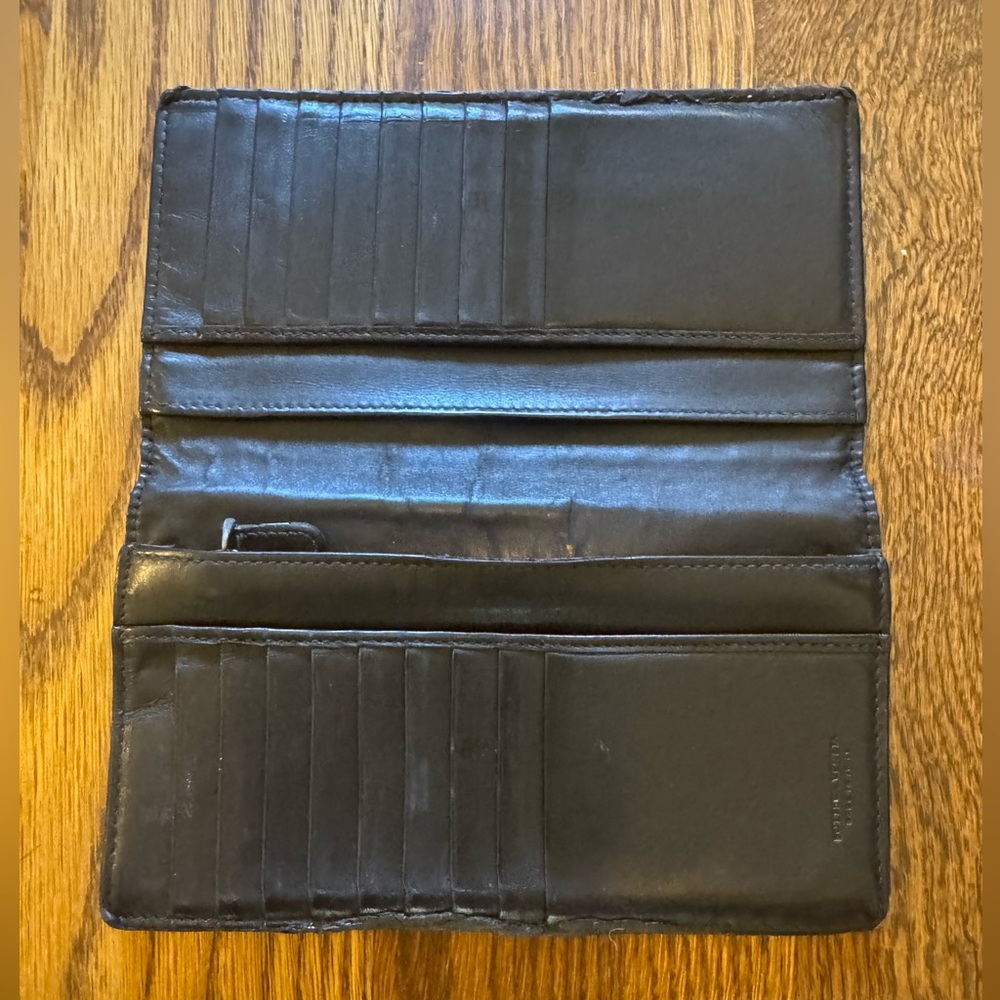 Bottega Veneta Intrecciato Woven Leather Wallet Black Fold Long EUC AUTHENTIC - Picture 2 of 15